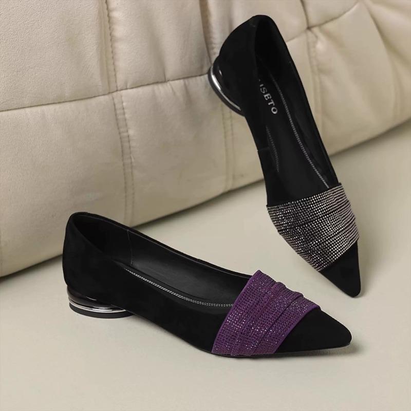 Fashion 2025 Fashion Spring and Autumn Shallow Mouth Comfort Rhinestone Temperament Pointed Toe Soft Sole Women's High Quality Shoes
