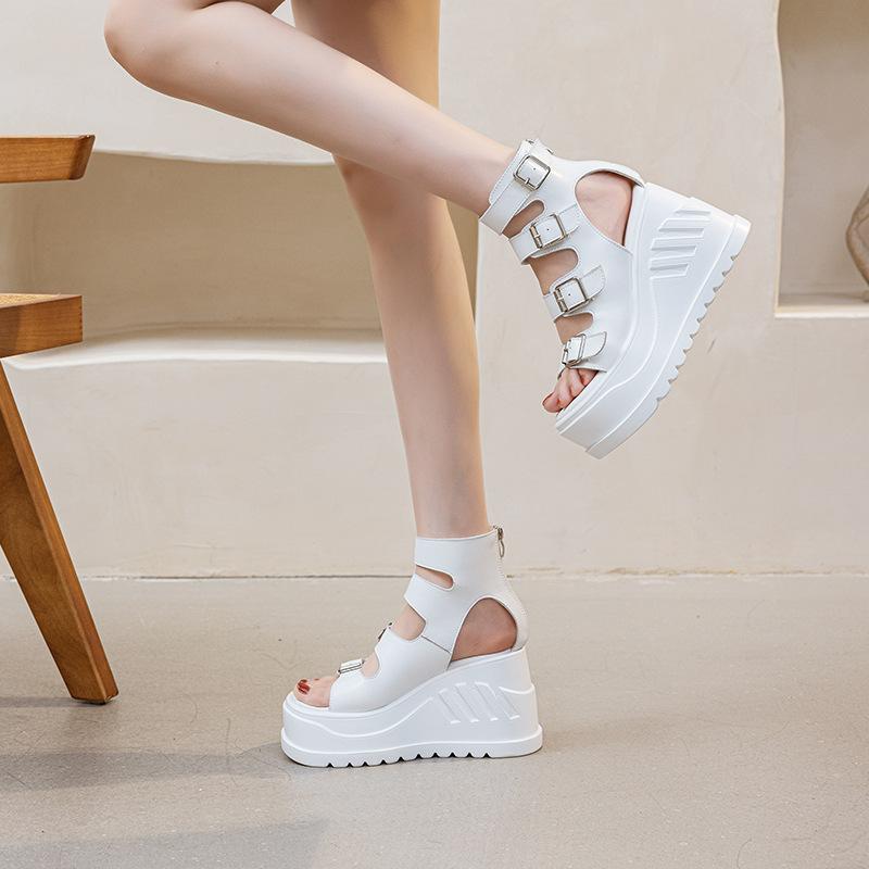 Summer New Roman Style Platform Sandals 2025 New Women's Niche Design Open-toe Buckle Sandals Tide
