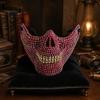 Non-sweating Cosplay Mask Halloween Skull Half Face Mask, Rhinestone Punk Knight Masquerade Prop Wide Vision with Adjustable Straps, Lightweight
