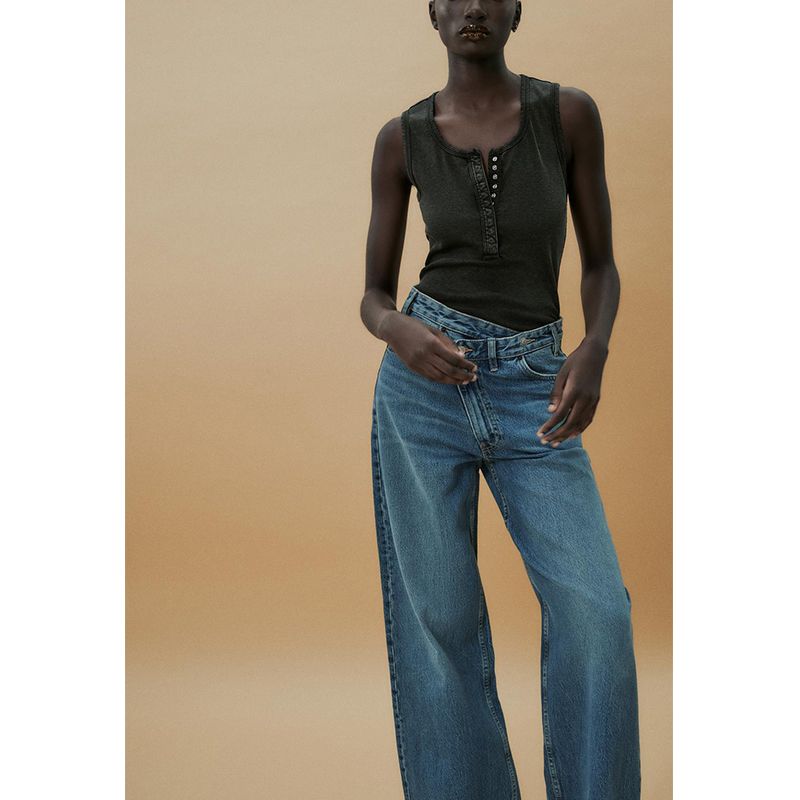 Spring and Summer New Women's Clothing Cotton Blended Multi-Color Washed Rib Vest round Neck Sleeveless Tops 3253338