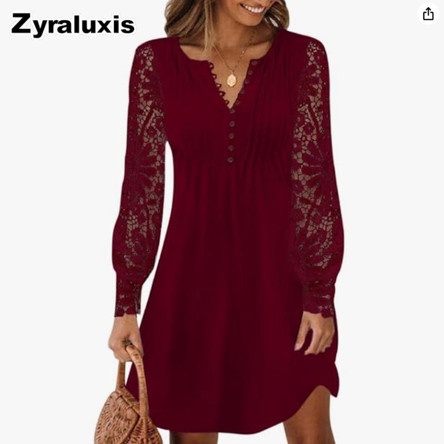 New Women's Fashion Lace Long Sleeve Dress