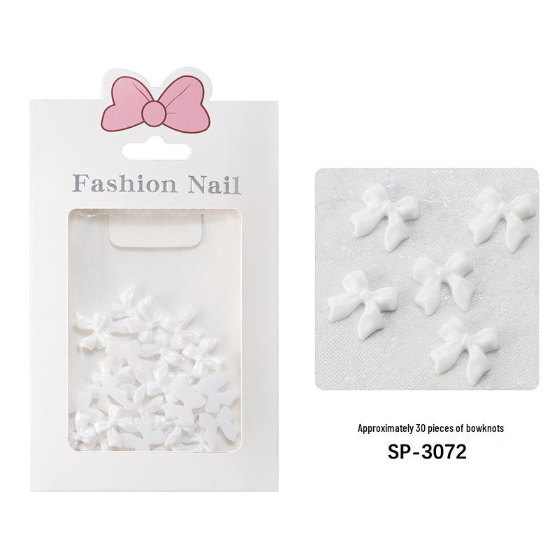 Black & White 3D Resin Ribbon Bow Nail Art Accessories (30pcs)