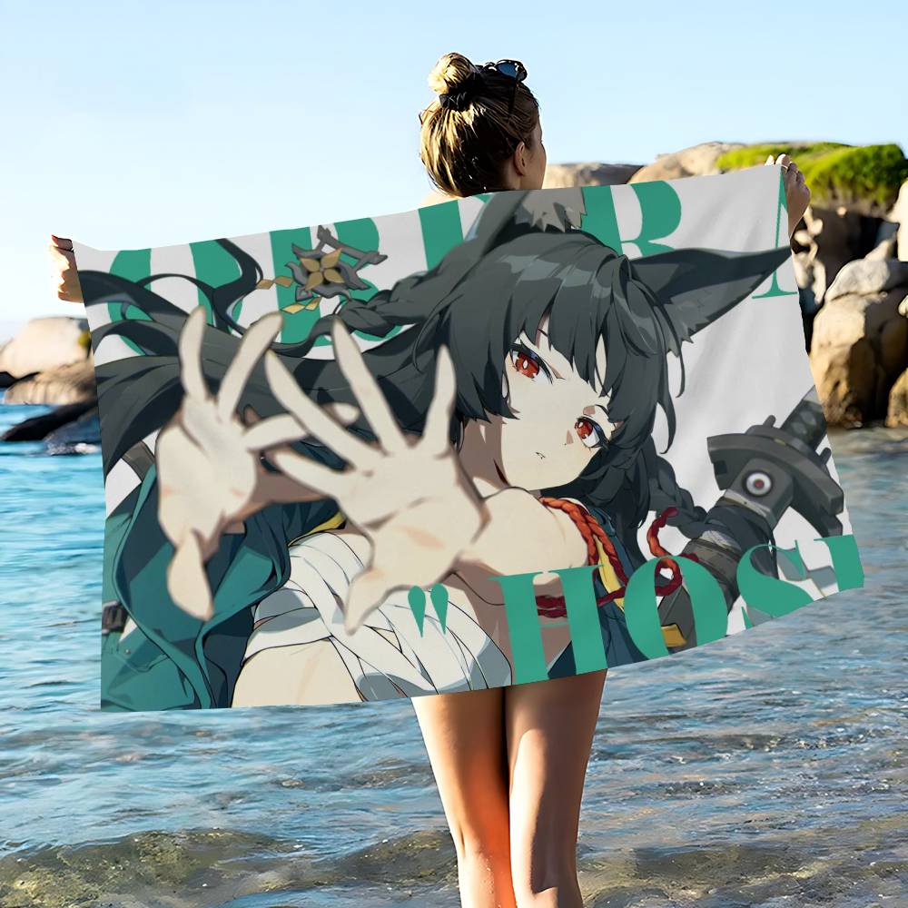 ZZZ Gaming Hoshimi Miyabi Microfiber Printed Beach Towel Mountain Climbing Yoga Beach Swimming Running Absorbent Soft Towel