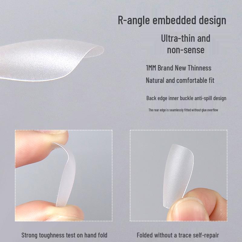 Pre-sized Frosted Ladder-Shaped Nail Tips - 100 Pcs, Thin & No Filing Needed