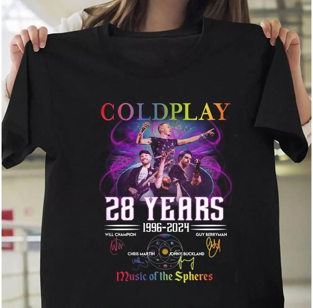 

Coldplay Band Music Of The Spheres 28 Years T Shirt Full Size S5XL TT237 Unisex T-Shirt S
