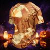 Men's Quick-Dry Neck Short Sleeve T-Shirt with Halloween Print