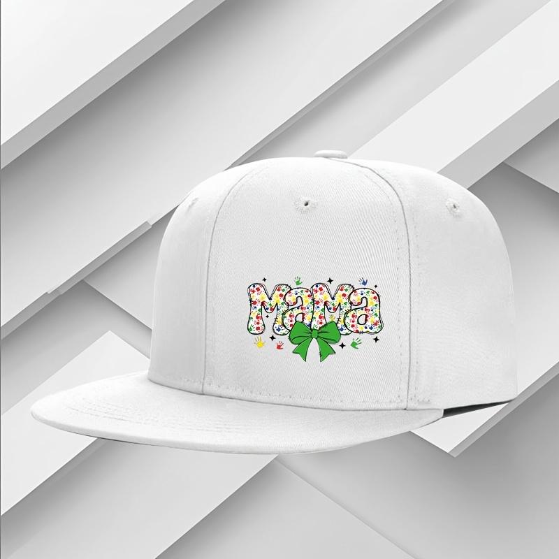 

Mama Rainbow Letters Bow Baseball Cap Polyester Casual Adjustable Snapback Hat for Adult Unisex One Size