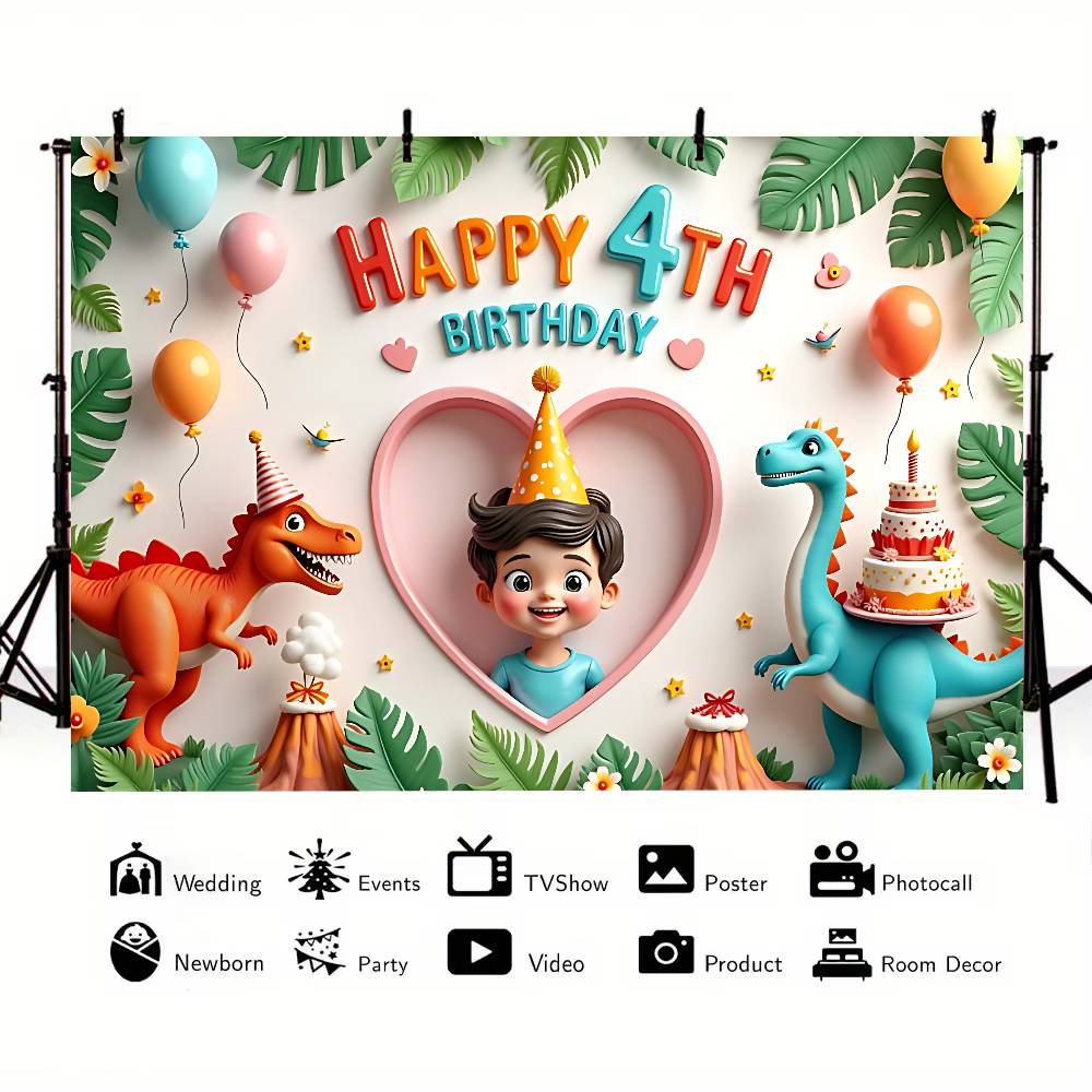 Inosaur Jungle Birthday Party Background Photography Castle Wizard Platform Street Birthday Party Decoration Gifts Props Poster