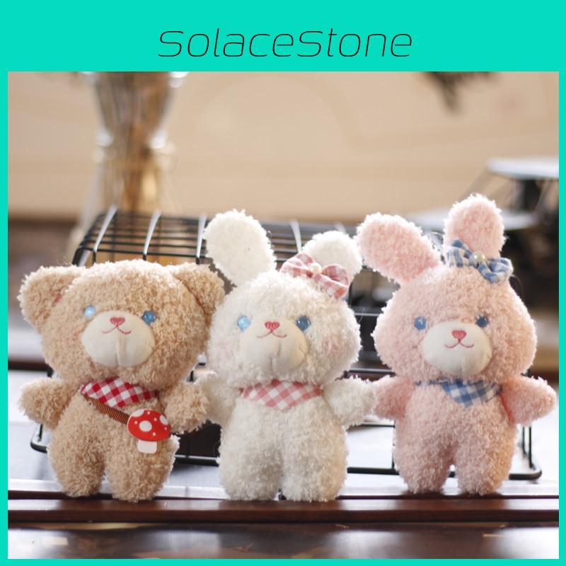 Cute Bear And Rabbit Plush Keychain Soft And Cozy Backpack Ornament