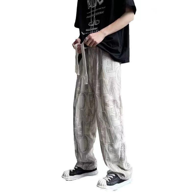 High Street Corduroy Casual Pants Men's Letters Printed Retro Fashion Trend Loose Straight Pants