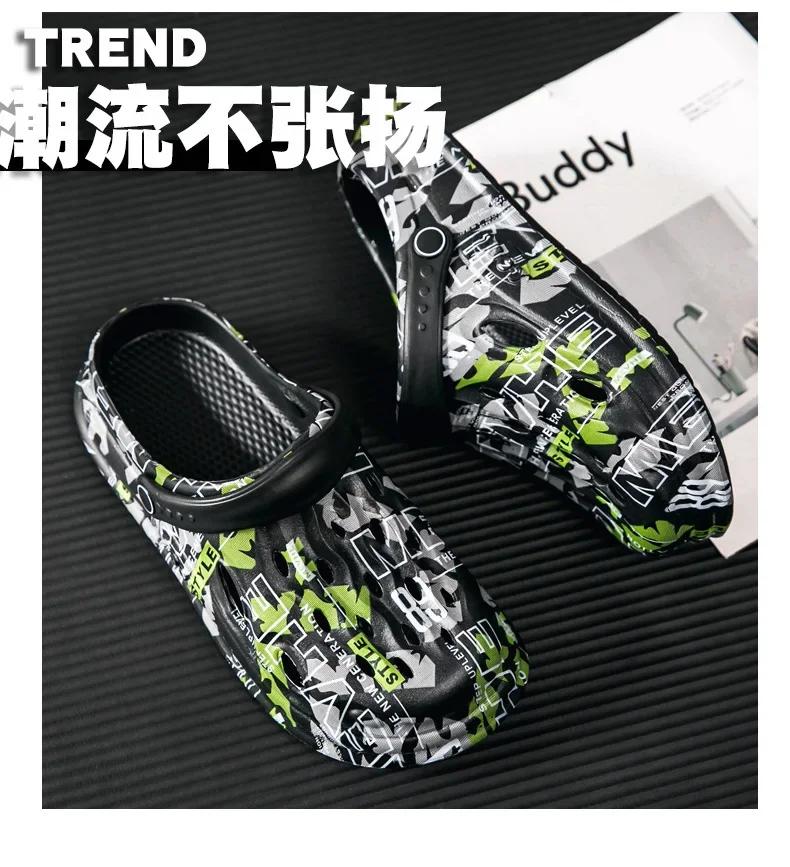 

Plus Size 49 New Men s Slippers Summer Outdoor Thick Soles Non-slip Beach Shoes Casual Sandals 45 чорний