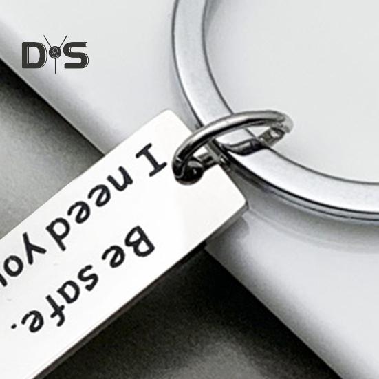 Přívěsek na klíče s personalizovaným gravírovaným iniciálem, hladký povrch, nerezová ocel, Drive Safe, Miluji tě