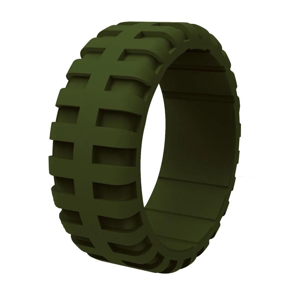 Men'S Breathable Silicone Ring with Tire Pattern - Casual Style, Single Piece