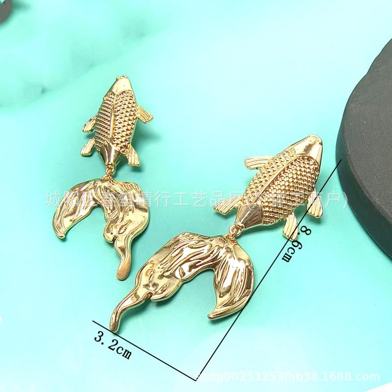 Koi stud earrings, goldfish jewelry, exquisite charm, niche elegance