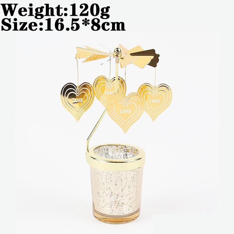Love Wedding Candle Holders Snowflake Deer Fairy Rotating Candlestick Metal Tray Romantic Home Decoration Christmas Ornament
