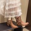 Women's Boots Europe and the United States Wind Big Yards Pointed Fashion Boots Platform Thick with Mid-calf Boots Retro Martin Boots