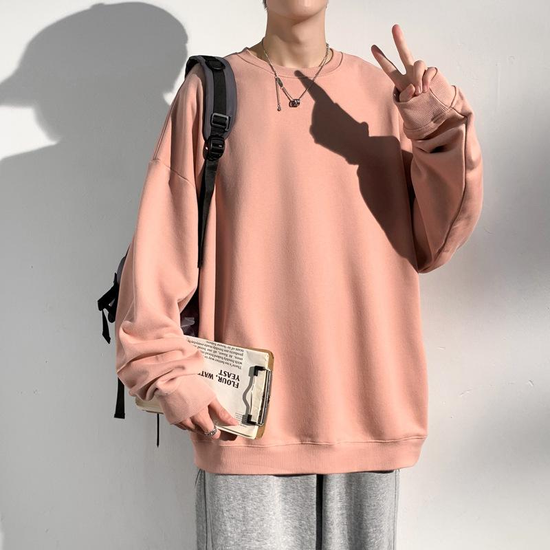 Felpe con cappuccio con scollo rotondo tinta unita da uomo, comode maglie autunnali e invernali, larghe, con spalle cadenti, scollo rotondo, versatili maglioni Tide