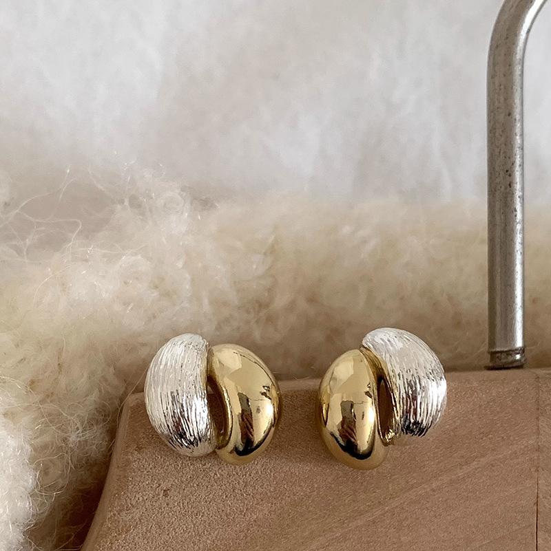 New 925 Silver Hoop Earrings Clip Matte Circle Geometric Punk For Women Girl Gift Jewelry