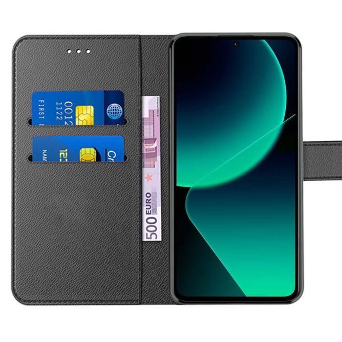 Coque + 2 Verres Trempés - Xiaomi - 13T/13T Pro - Etui Antichoc - Cuir PU - Noir