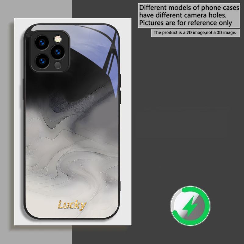 

Ink wash connotation blue For iPhone 17 Pro Max 16E 15 Pro 14 13 Plus 12 mini 11 XR Xs X 7 8 16 Air For Magsafe Glass Phone Case iPhone 13 mini