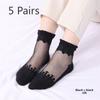 5 Pairs of Women's Spring Thin Mid Cylinder Cotton Sole Lace Lace Socks