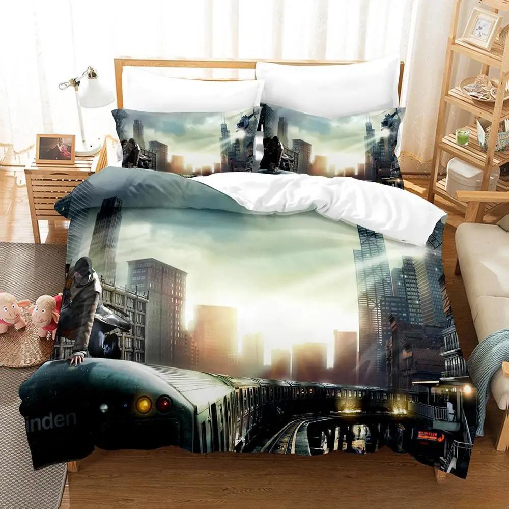 3d-tryck Spel Watch Dogs Sängklädesset Enkelt Twin Full Queen King Size Sängset Vuxen Barn Sovrum Påslakanset Hemtextilier