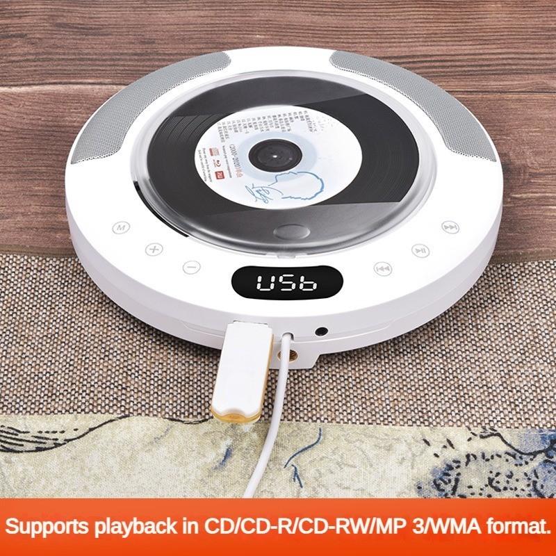 10W Wall Mounted Bluetooth CD Player Equipped with Dust Cover and Dual Horn Speaker Household CD Album Radio 185*185*33mm