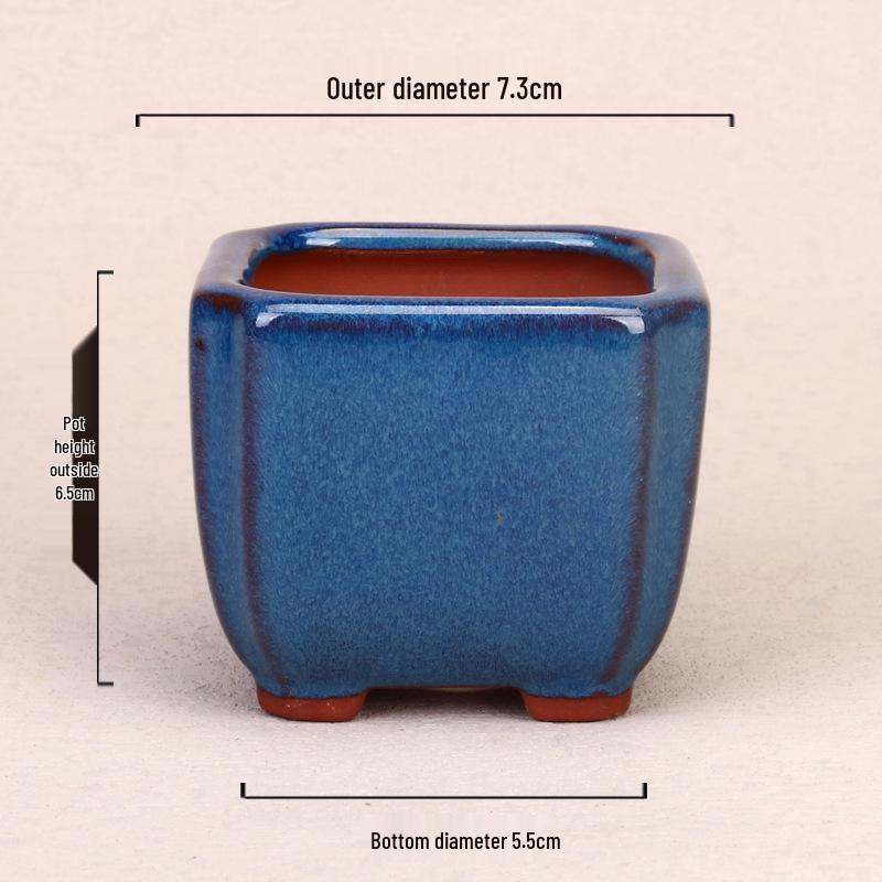 Ceramic Miniature Hand-Shaped Purple Clay Succulent Pot with Blue Glaze - Small Flower Pot for Balcony Seedlings