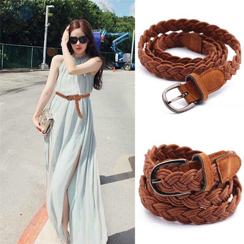 Women  Elastic Cinch Belt  Wide Stretch Waist Band Hemp Rope Braid Belt