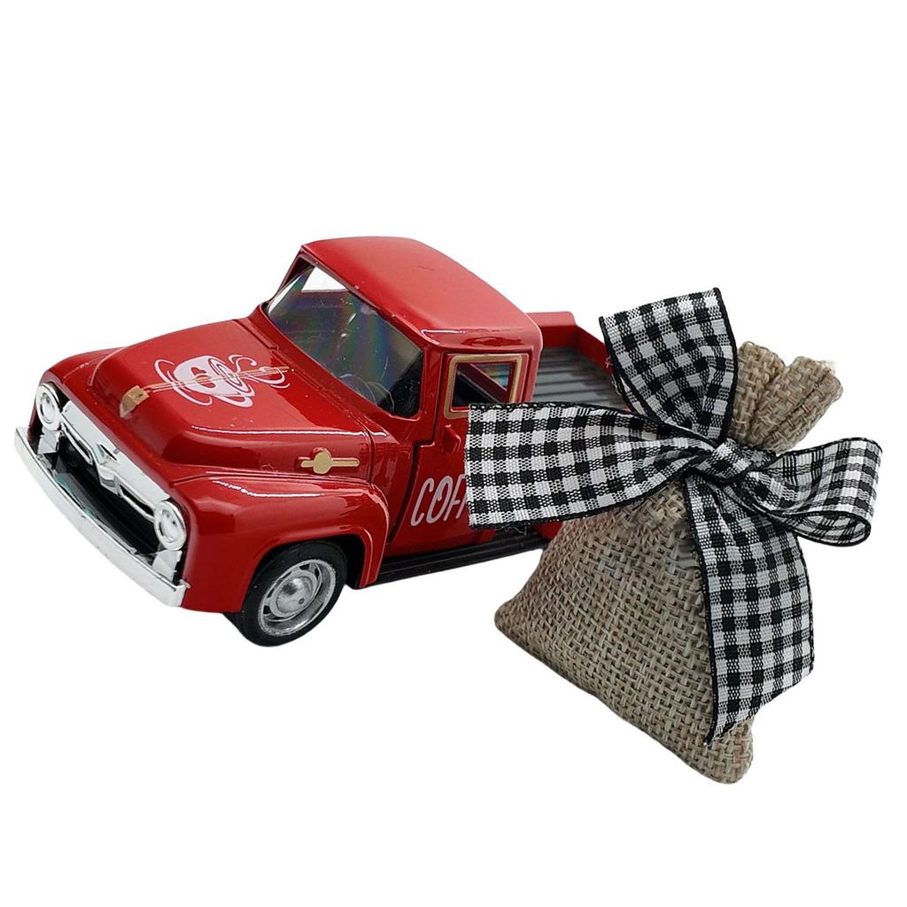Vintage Mini Kovový Model Nákladního Auta s Odnímatelným Jutovým Pytlíkem pro Kávový Koutek a Ozdoby na Pulty