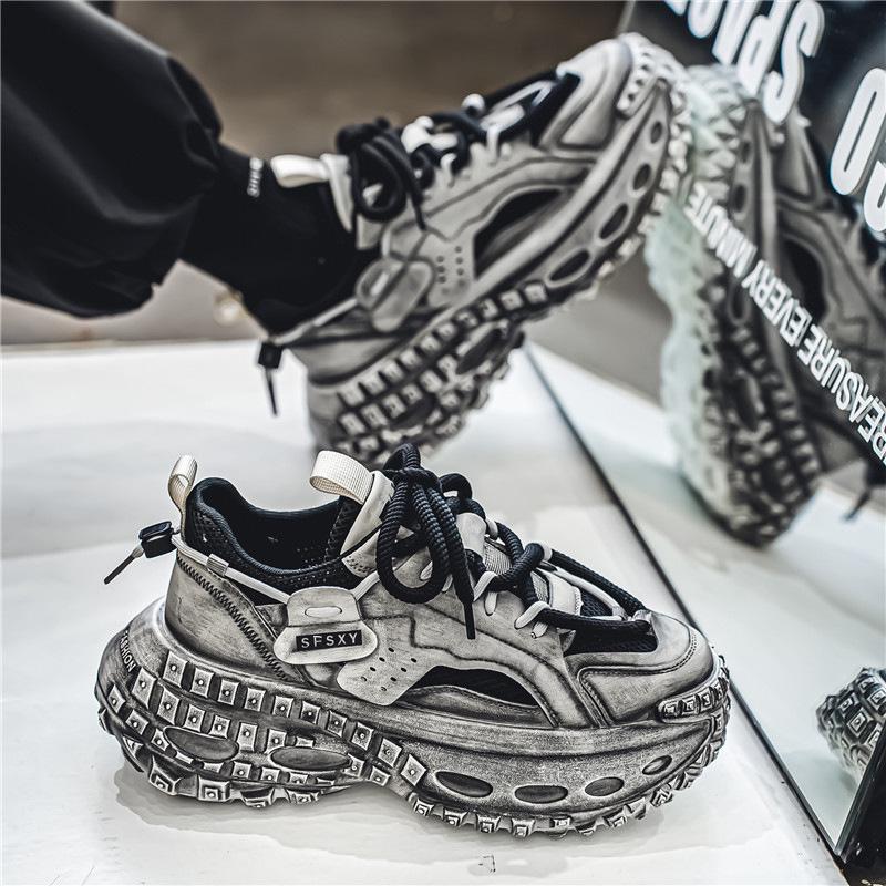 

Teen Boys Trendy Mesh Breathable Platform Dad Sneakers for Spring & Fall 41 білий