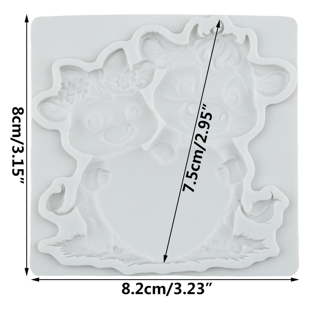 Cow Silicone Mold Cattle Love Heart Fondant Molds Cake Decorating Tools Cupcake Topper Candy Sugar Craft Gum Paste Polymer Clay
