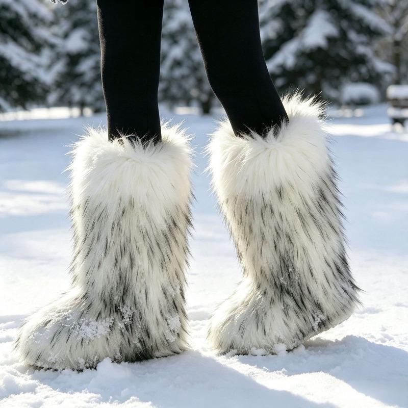 Imitation Raccoon Fur Boots Long Tube Winter Ladies Winter Imitation Fur Fox Fur Snow Boots