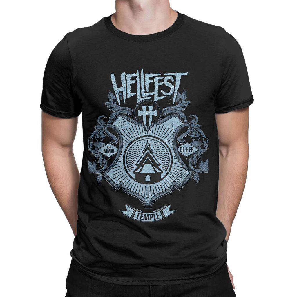 Hellfest Heavy Metal Music   100 Cotton T-Shirt For Man Summer  Classic T-Shirts O Neck Hippie Tees Oversized Pattern Tops