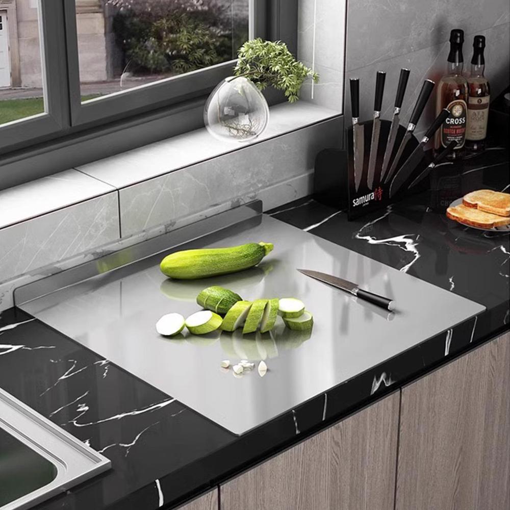 Tagliere a L in Acciaio Inossidabile di Grandi Dimensioni Tagliere Double-sided Utensile da Cucina Pannello Domestico per Tagliare Frutta e Impastare
