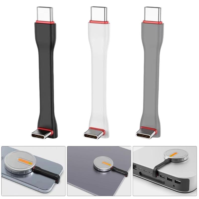 Multiple Use Short USB C To C Cable 60W Power Delivery Small Double USB C Bendable Cable Magnetic Attachments for Use