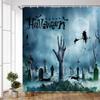 3D Halloween Theme Shower Curtain Horror Bloody Hands Black Bathroom Curtains For Halloween Party Waterproof Fabric With Hooks