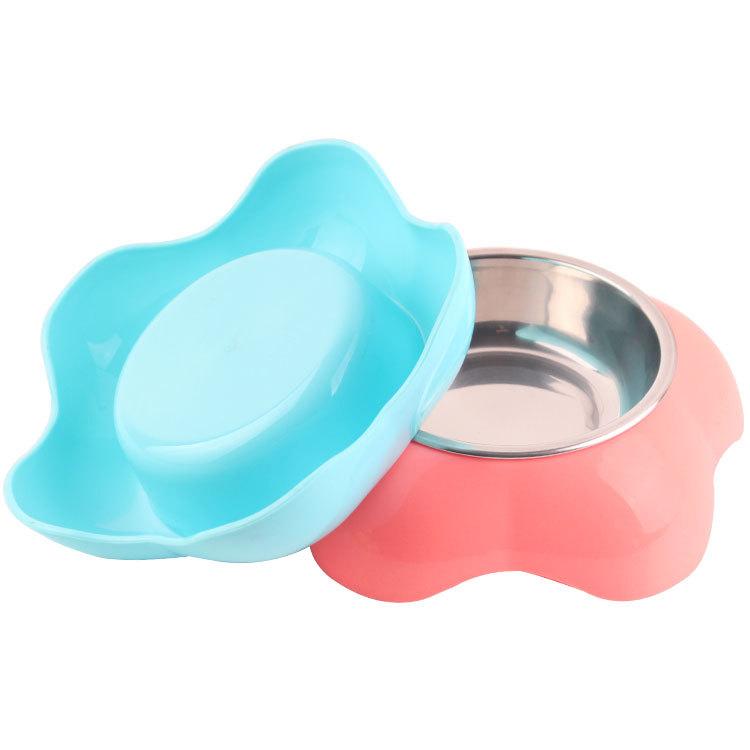 Pet Bowl, Pet Flower Dual-purpose Bowl 2-in-1 Pet Stainless Steel Bowl, Dog Bowl Pet Plastic Bowl Dog Food Bowl