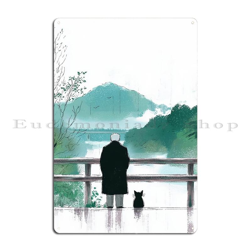 Харуки Мураками Японский Писатель Книга Роман Кот 1q84 Норвежская Металлическая Табличка дизайнерский Дизайн Харуки Мураками Жестяная Вывеска Постер 20x30cm（7.8x11.8inch）