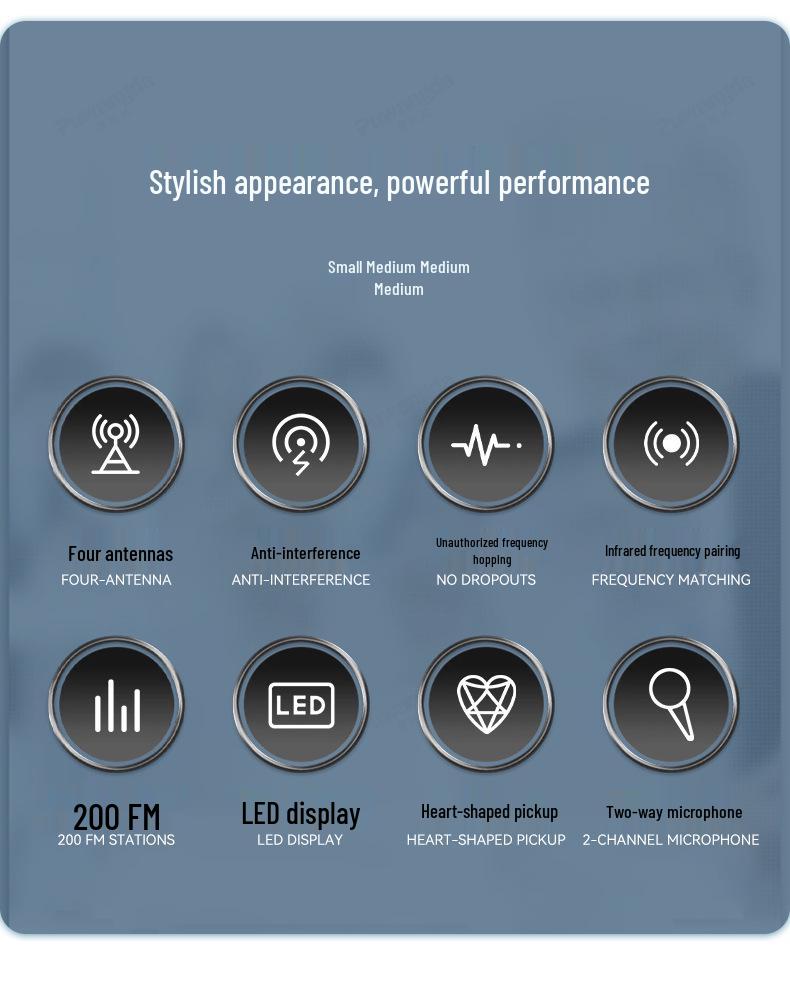 UHF Wireless Gooseneck Headset Microphone - 1-to-4 Infrared Frequency Matching for Conferences & Training Rooms