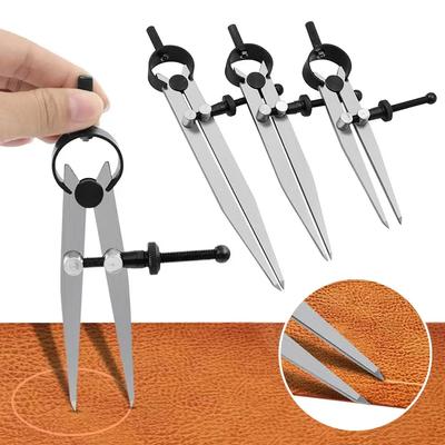 Professional DIY Leather Craft Tool Compass Spacing Gauge Adjustable Scriber Steel Wing Divider S/M/L