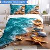 3PCS Ocean Starfish Shells Bedding Set,Including 1pc Duvet Cover And 2pcs Pillowcases Perfect for Bedroom, Dormitory, Fan Christmas gift
