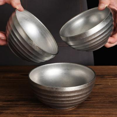 Retro Roestvrijstalen Kom met Schroefdraad Rijst Ramen Kimchi Kruiden Suiker Ramen Kommen Thuis Restaurant Tafelgerei Keukenaccessoires