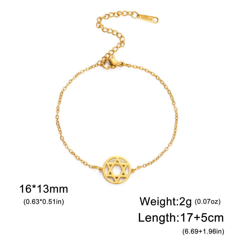 Stainless Steel Je Star of David Charm Bracelet Women Men Adjustable Hexagram Map Bracelets Amulet Jewelry Wholesale