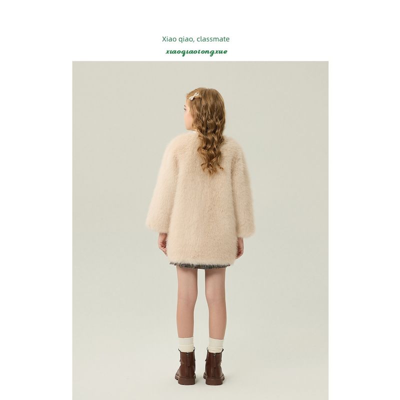 Children's Fur Outwear 2025 Autumn and Winter New Style Girls' Imitation Fox Fur Short Cardigan Little Girl's Fur Outwear