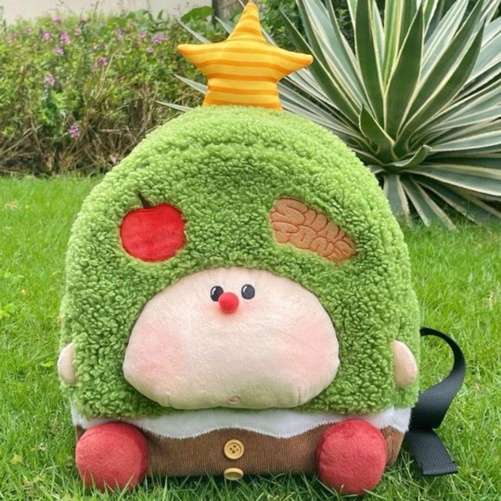 Large Capacity Cartoon Plush Backpack Reusable Christmas Tree Backpack Animal Stuffed Toy   Kids