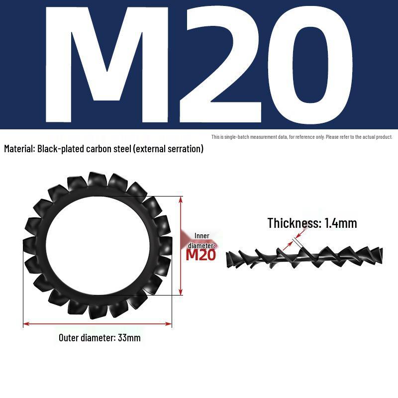 Carbon Steel Zinc-Plated Lock Washer with Inner and Outer Teeth