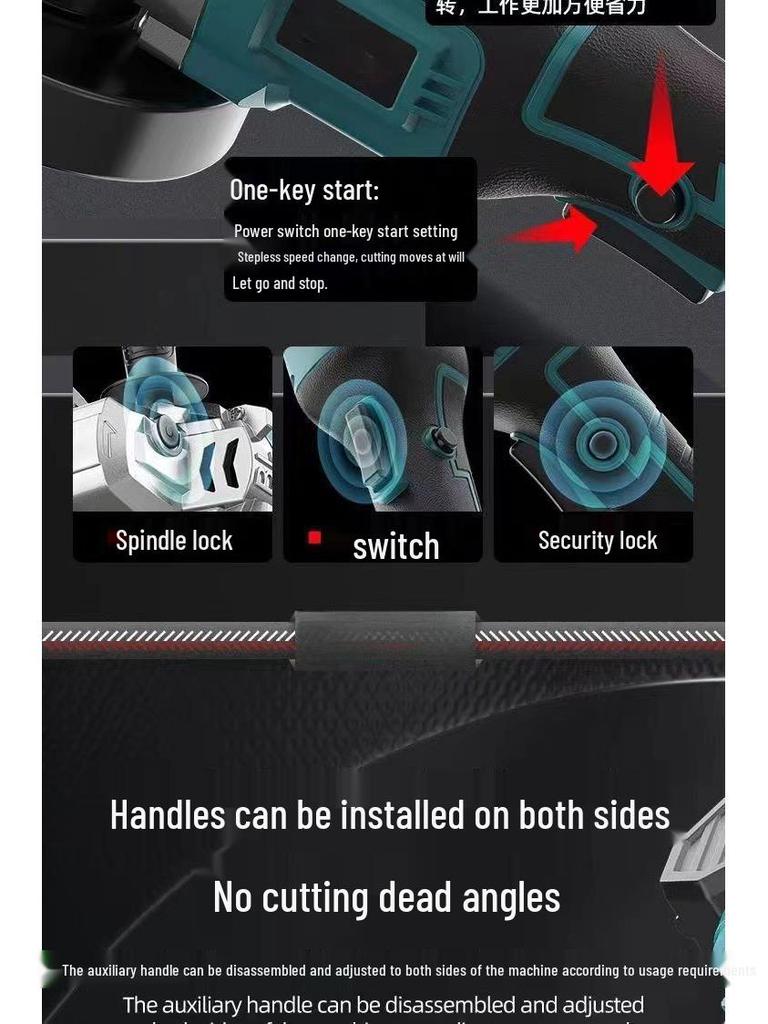 משחזת זווית אלחוטית בעלת הספק גבוה: מנוע מברשות רב-תכליתי לטחינה וליטוש