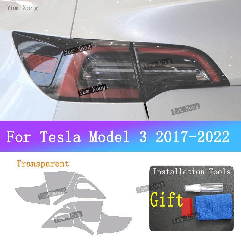 For Tesla Model 3 2017- Auto Headlight Black Taill Cover Film Front Light Taillight TPU Transparent Armored Protective Films