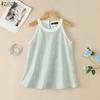ZANZEA Women Summer Round Neck Casual Sleeveless Print Tank Tops